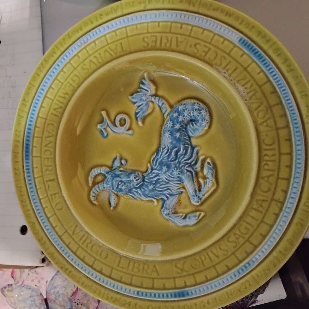 Zodiac Art Plate in Yellow and Blue